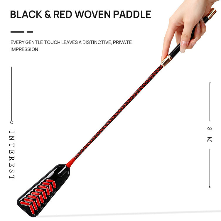 Black and Red Braided BDSM Riding Crop