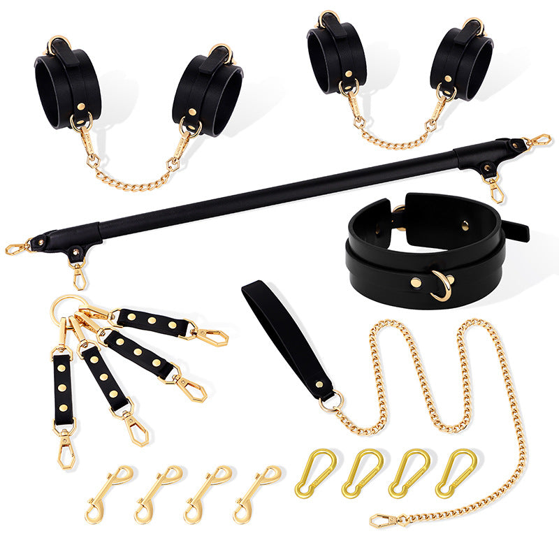 Black and Gold Multi-Configuration BDSM 5-piece Bondage Restraint Set BM130