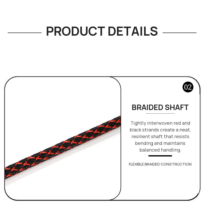 Black and Red Braided BDSM Riding Crop