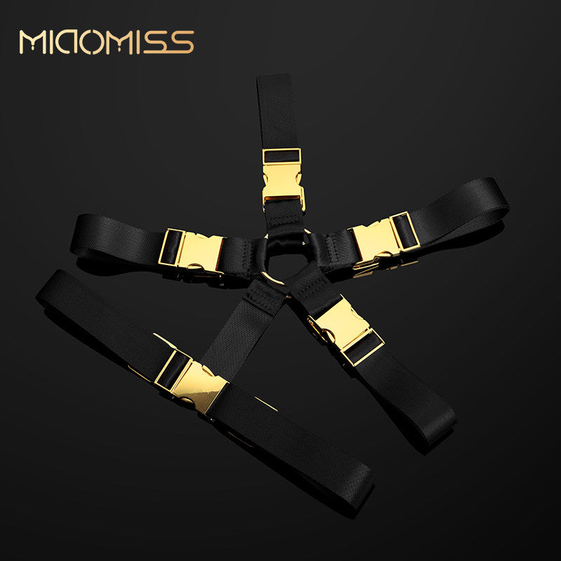 Four-Point BDSM Body Restraint Harness with Cuffs BM38