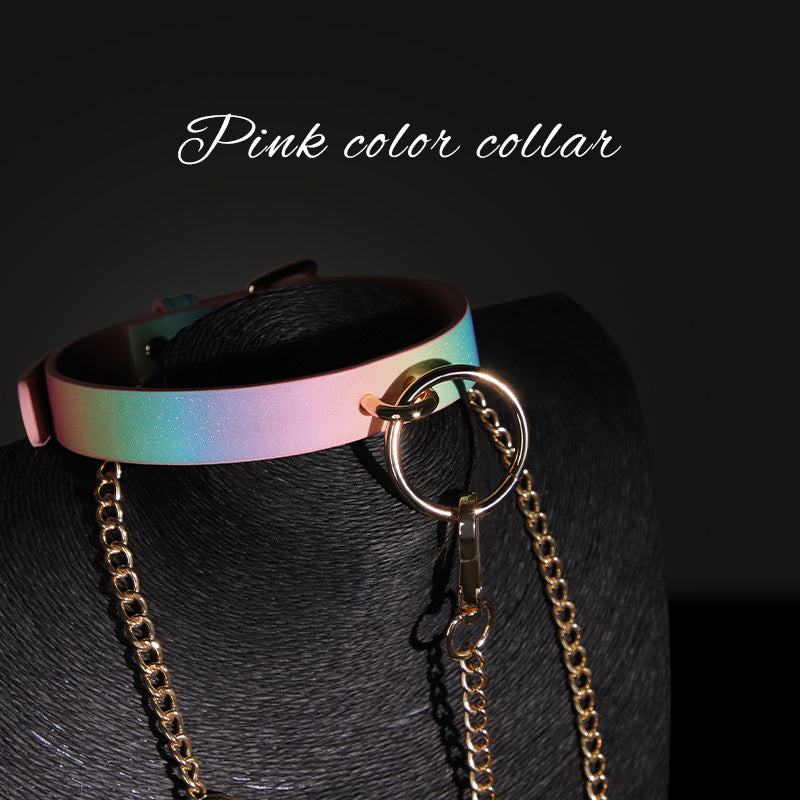 Holographic PU Collar and Detachable Leash BM104