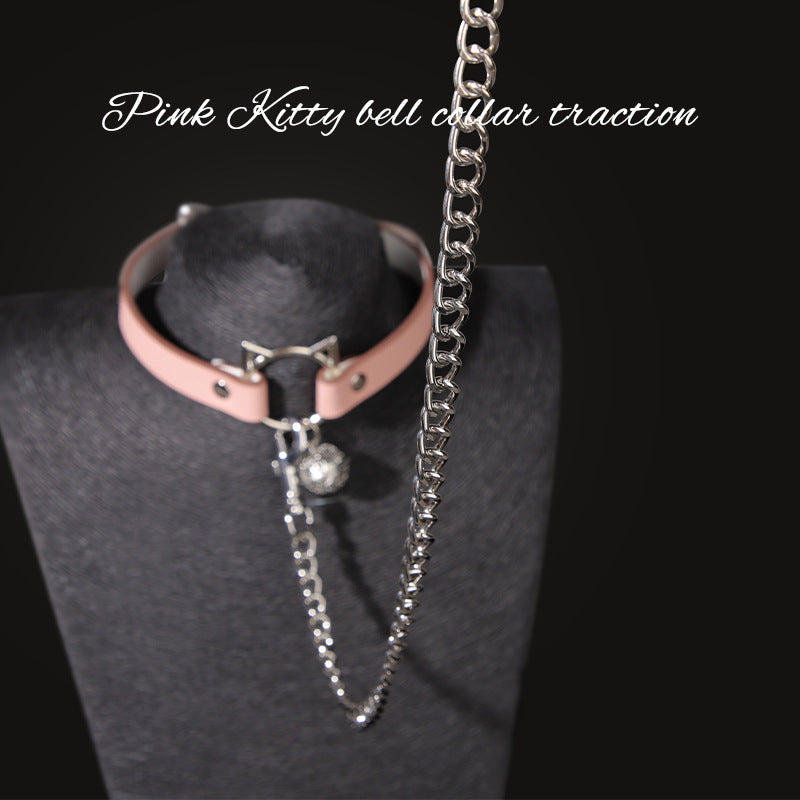 Pink Kitty Sub Collar and Leash Set BM78