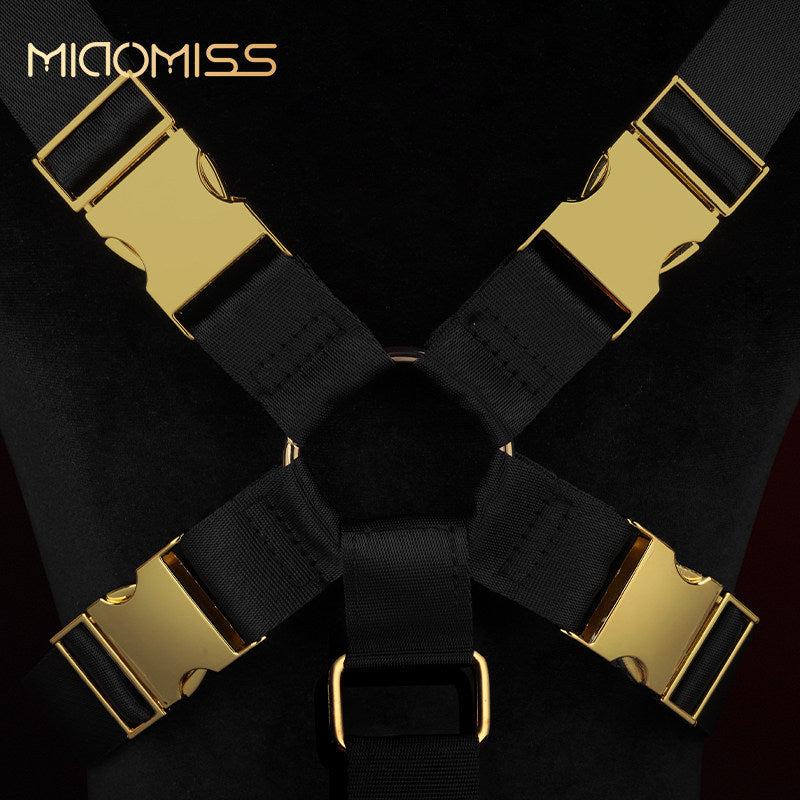 Four-Point BDSM Body Restraint Harness with Cuffs BM38