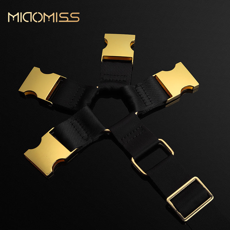 Four-Point BDSM Body Restraint Harness with Cuffs BM38