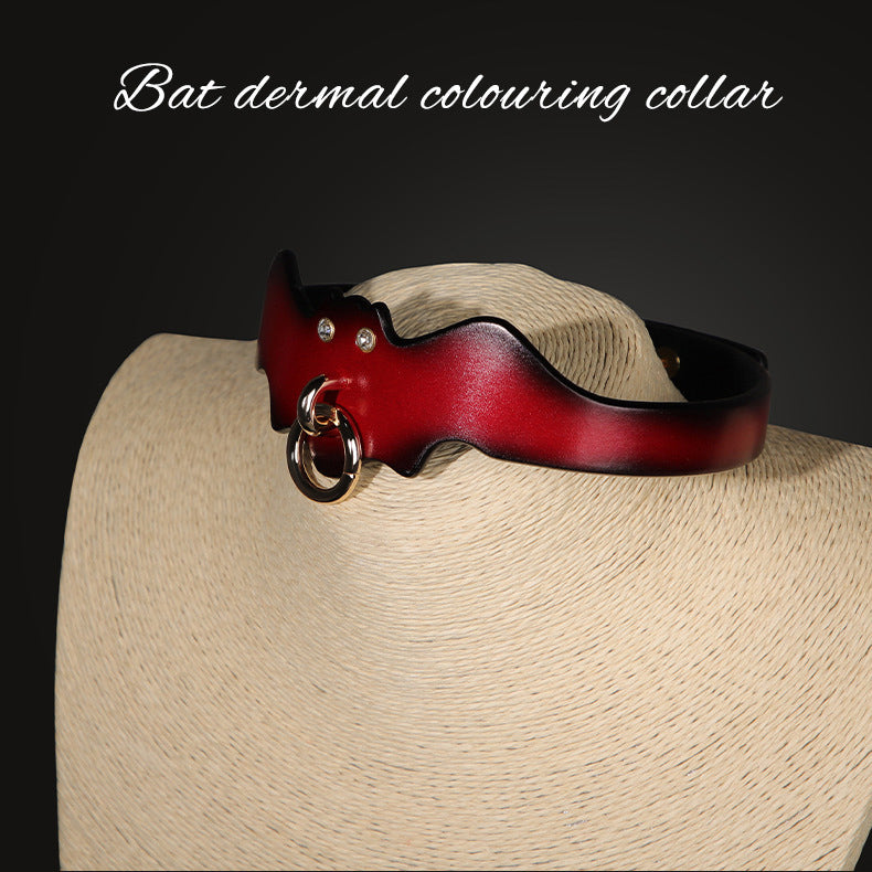 Real Leather Choker and Leash Set – Bat Wing BM100