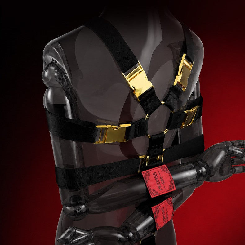 Four-Point BDSM Body Restraint Harness with Cuffs BM38
