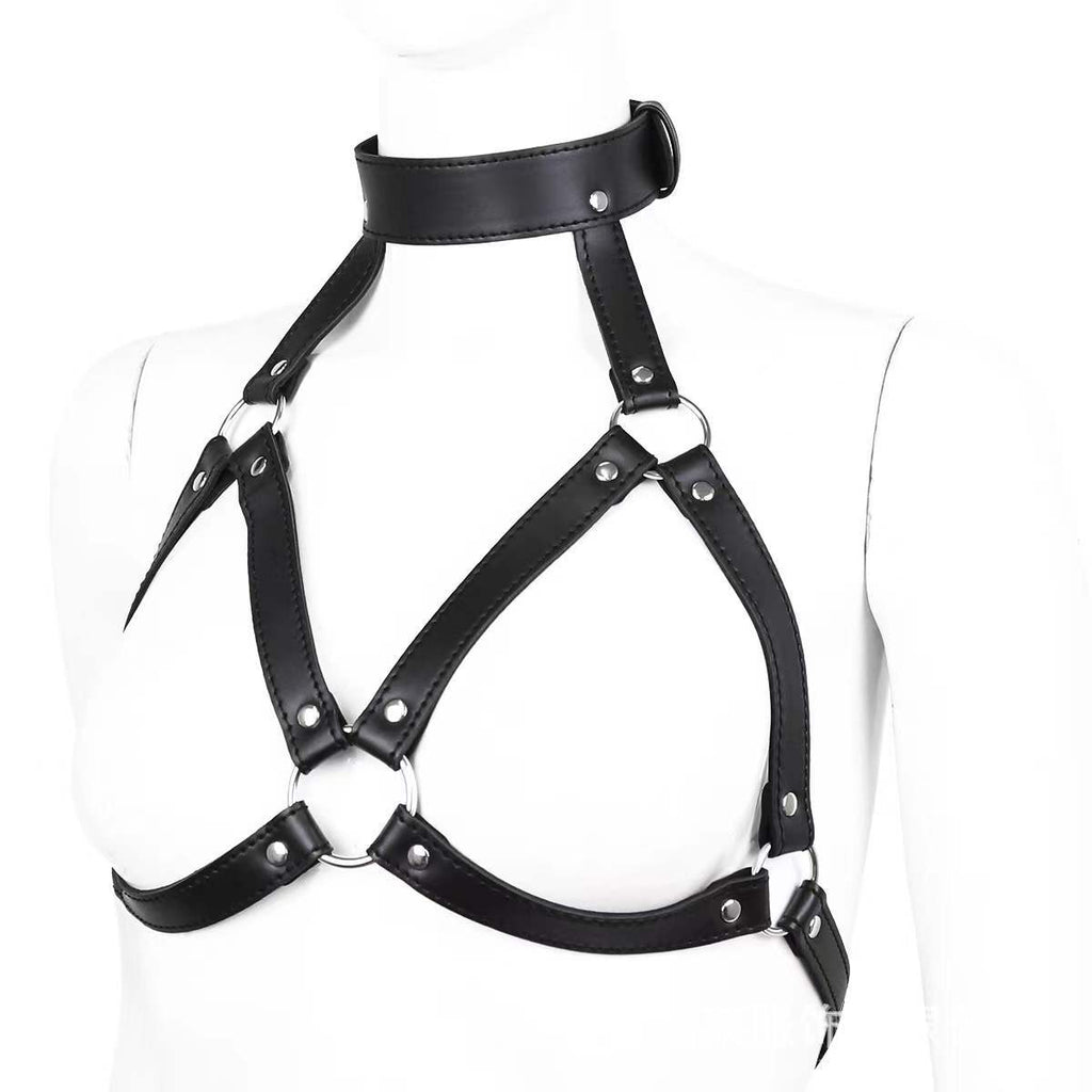Faux Leather Harness Bra  BM17