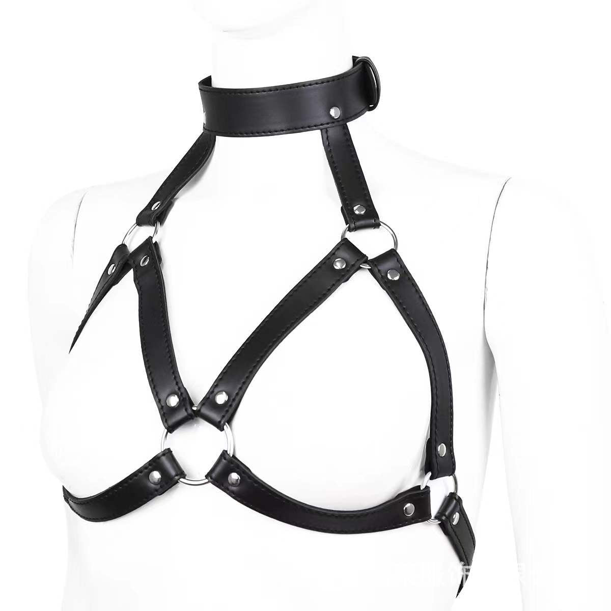 Faux Leather Harness Bra  BM17