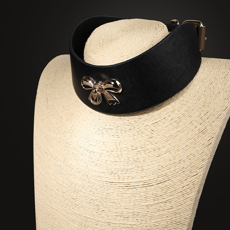 Gold PU Leather Posture Collar and Leash BM101