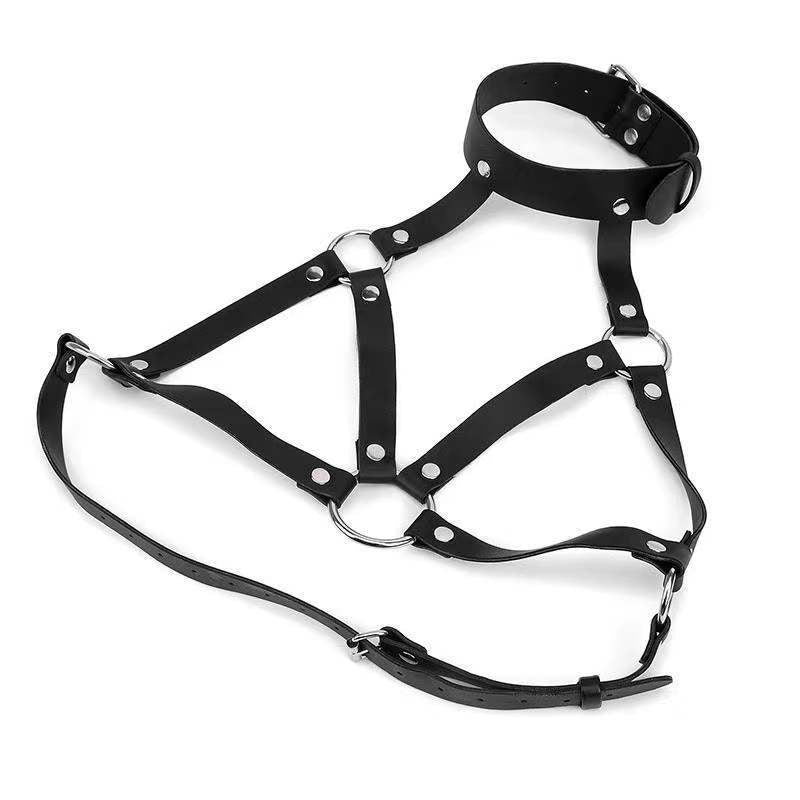 Faux Leather Harness Bra  BM17