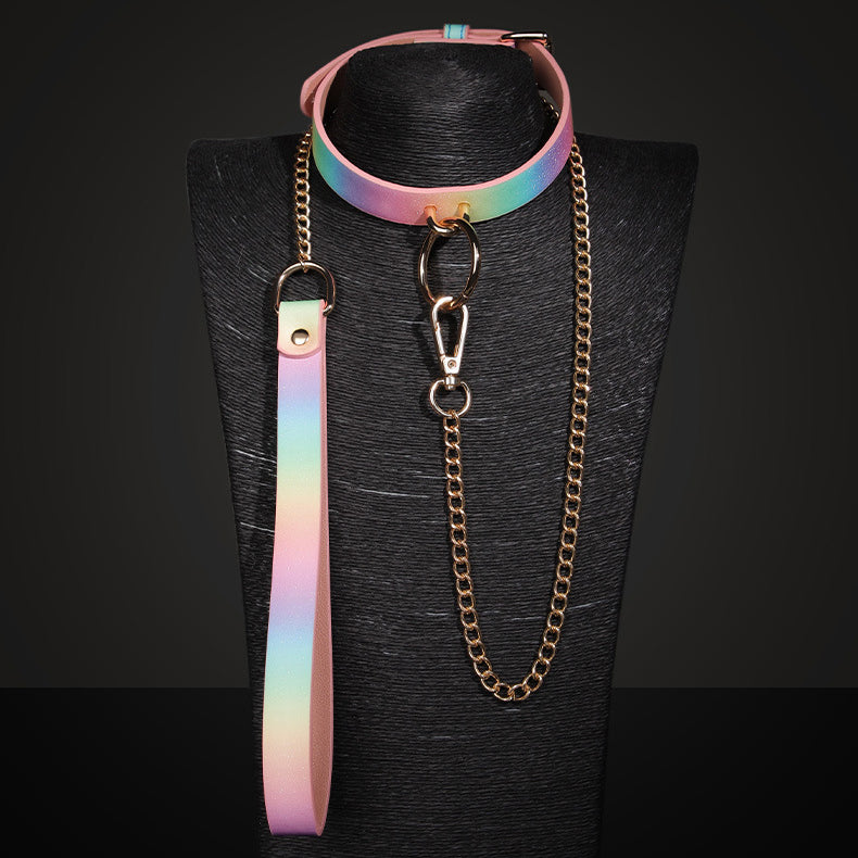 Holographic PU Collar and Detachable Leash BM104
