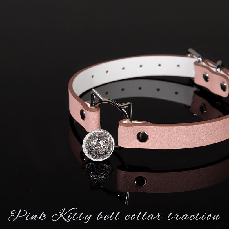 Pink Kitty Sub Collar and Leash Set BM78