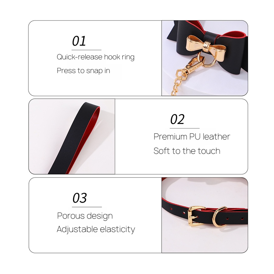 Bow Tie Fetish Collar & Cuffs Set BM107