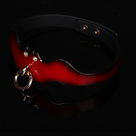 Real Leather Choker and Leash Set – Bat Wing BM100