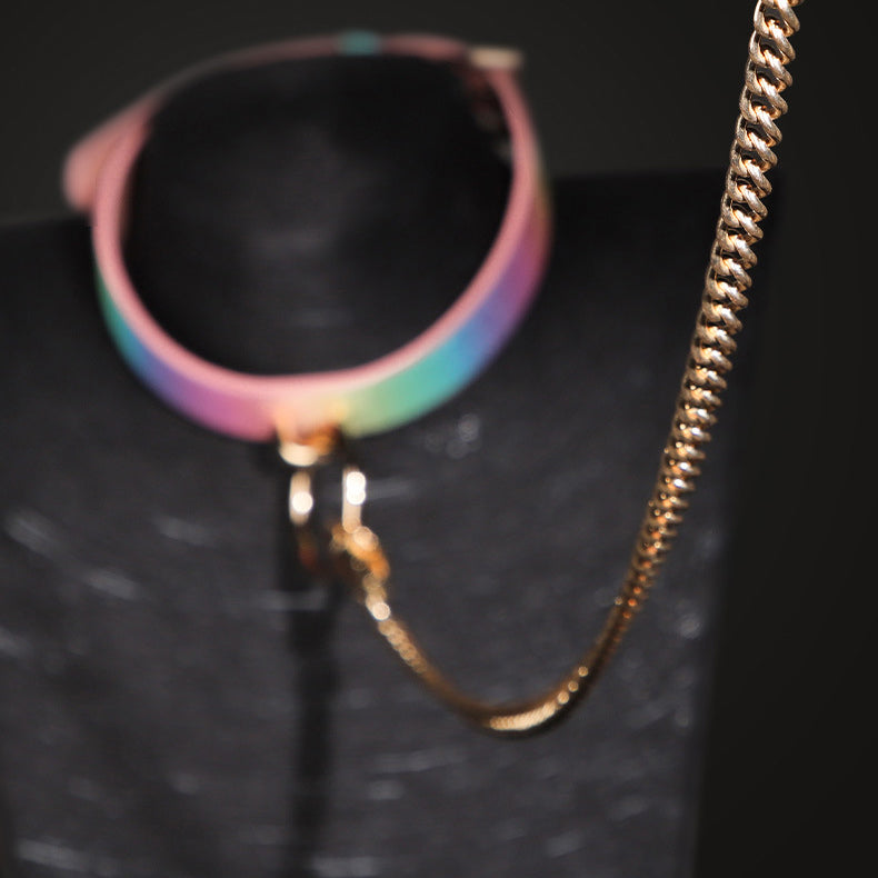 Holographic PU Collar and Detachable Leash BM104