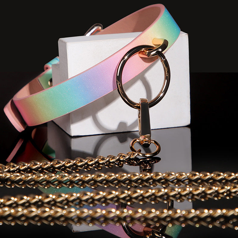 Holographic PU Collar and Detachable Leash BM104
