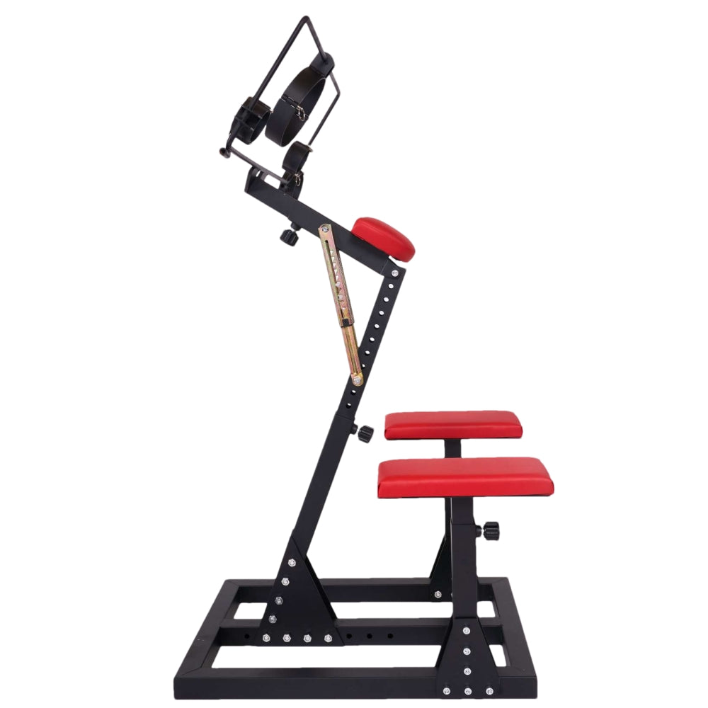Adjustable BDSM Restraint Stand with Neck, Wrist and Ankle Cuffs