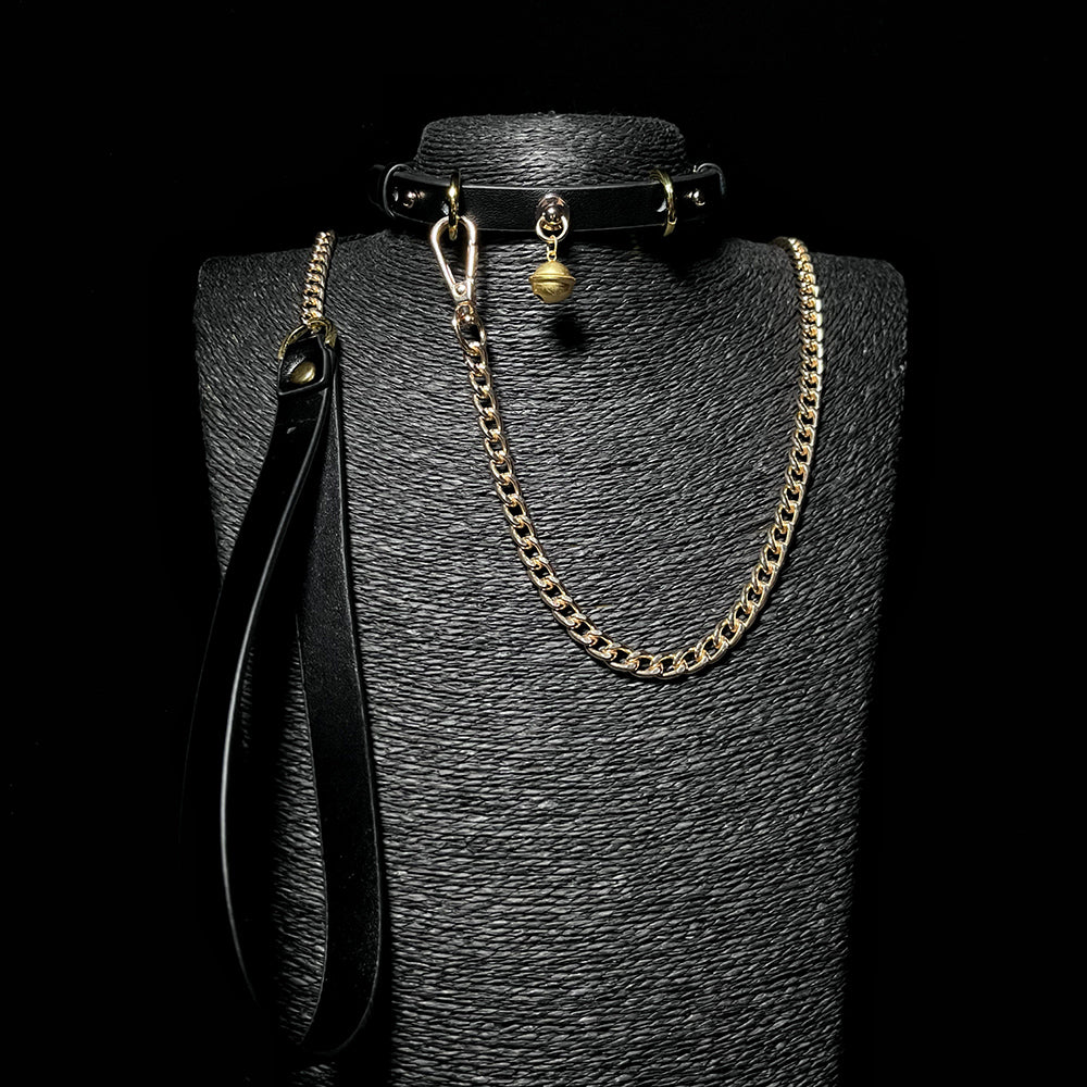 Black Gold Collar and Leash Set BM62