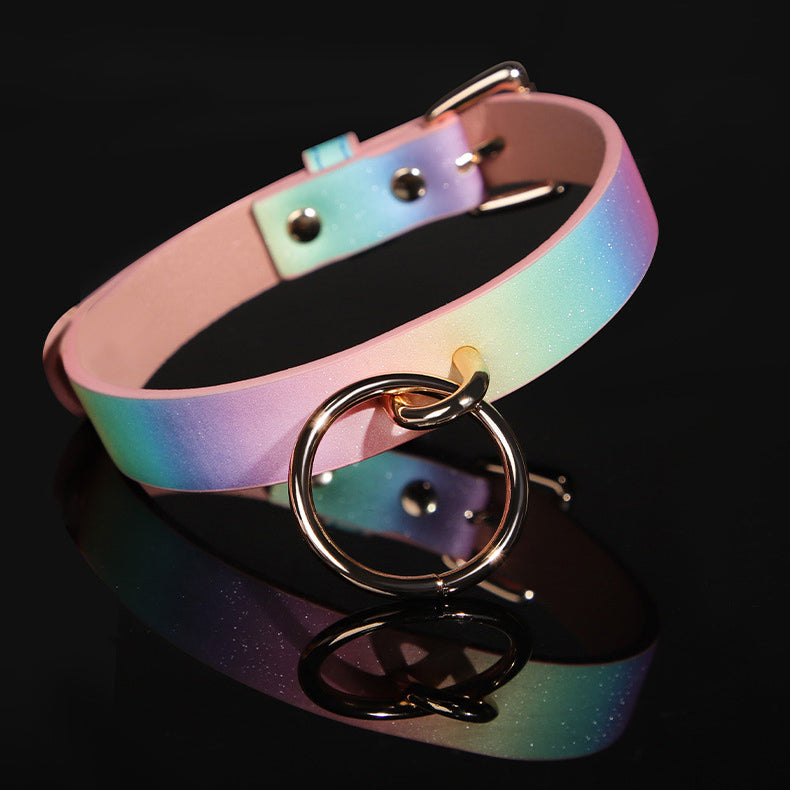 Holographic PU Collar and Detachable Leash BM104