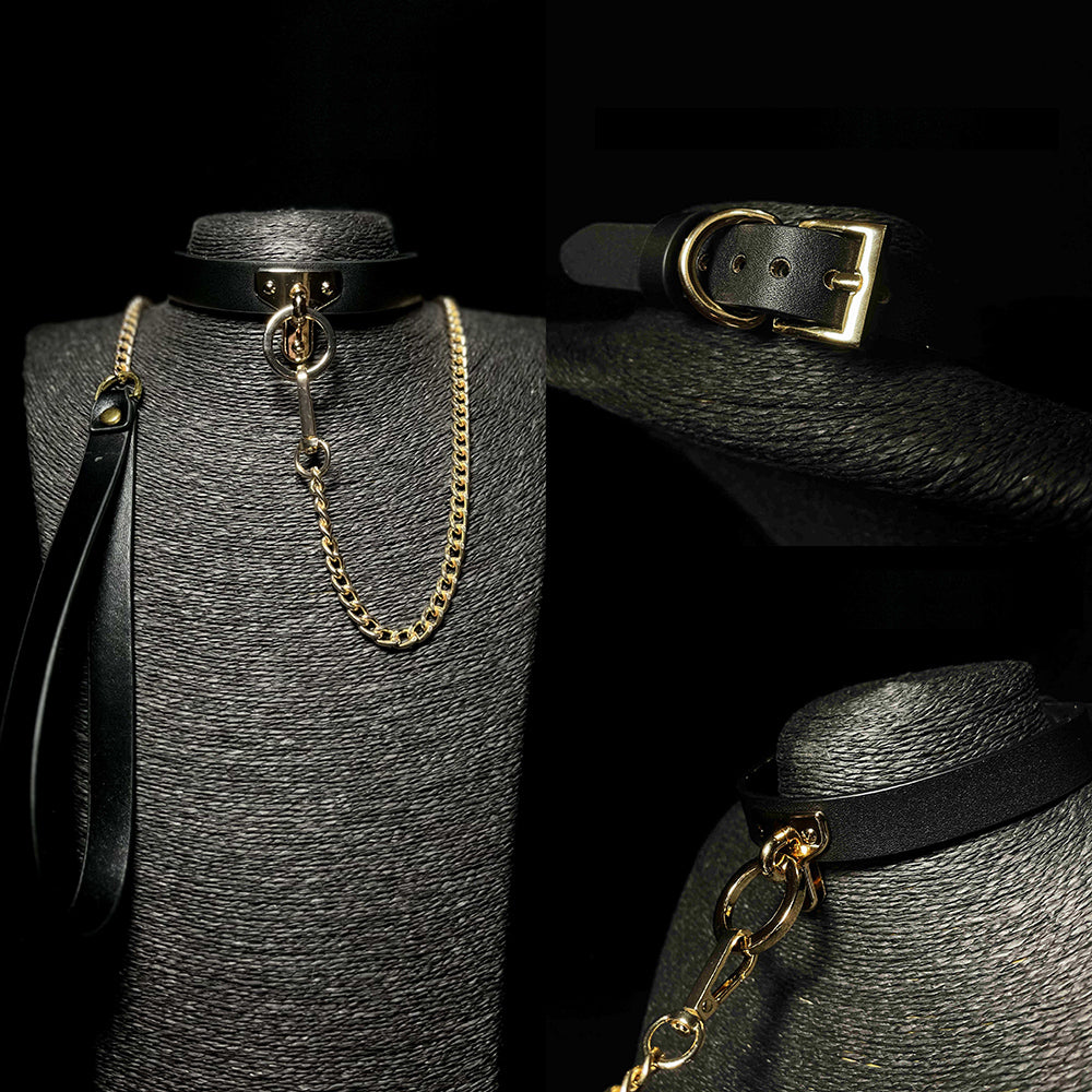 Black Gold Collar and Leash Set BM62