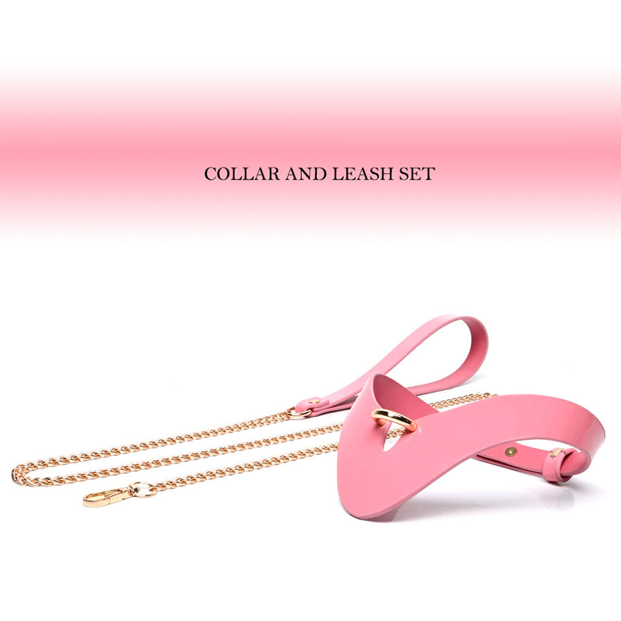 Pink BDSM Collar, Leash, Wrist and Ankle Cuff Set BM117