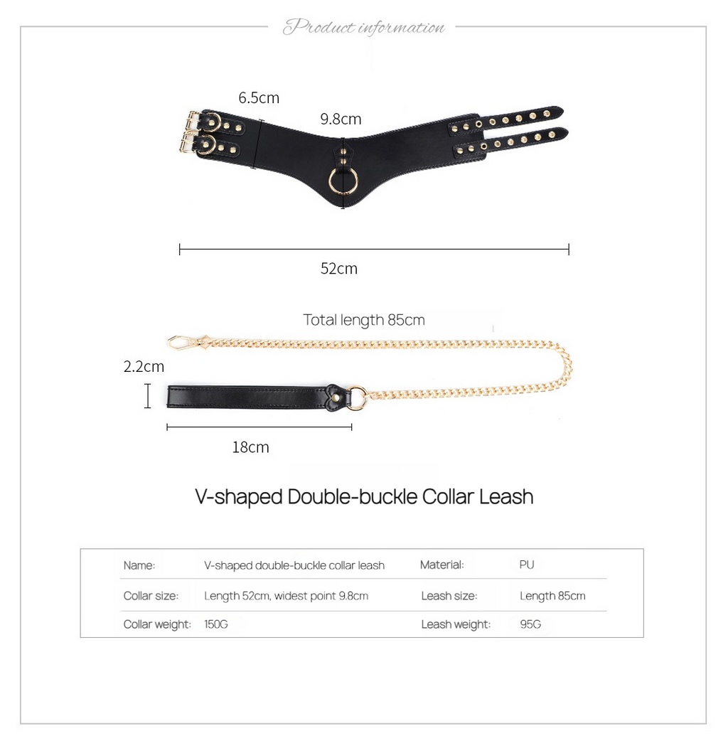 V-Shaped Double-Buckle Submissive Position Collar BM108