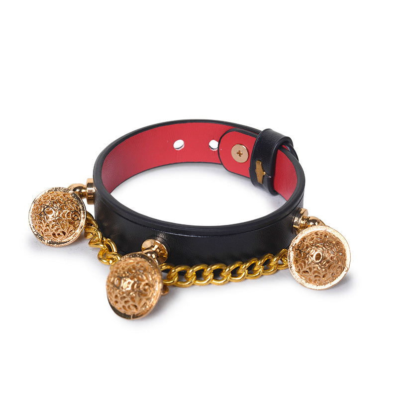 Bell-Chain Leather Wrist and Ankle Cuffs BM120