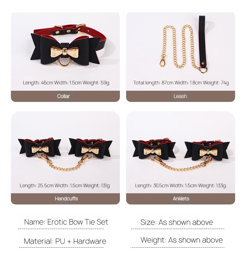 Bow Tie Fetish Collar & Cuffs Set BM107