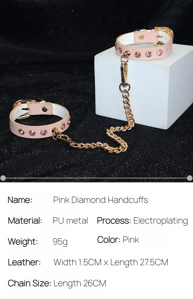 Pink Rhinestone BDSM Wrist Restraint Cuffs BM111