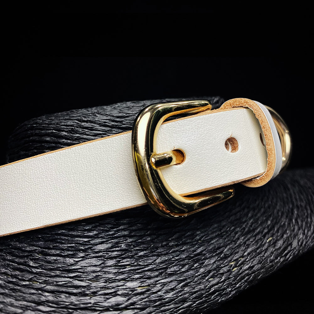 Cowhide Bell Collar and Leash Set BM61