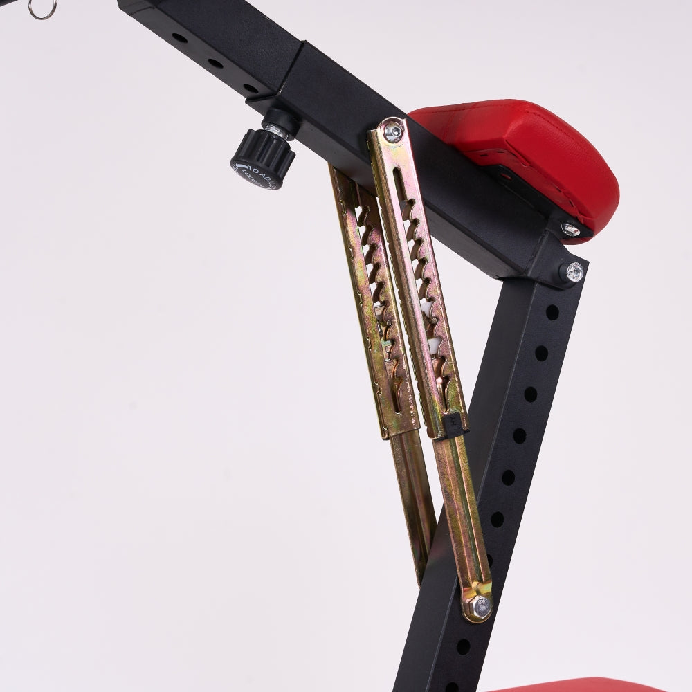 Adjustable BDSM Restraint Stand with Neck, Wrist and Ankle Cuffs