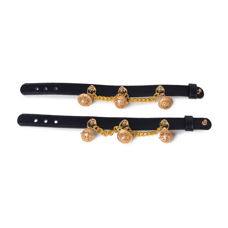 Bell-Chain Leather Wrist and Ankle Cuffs BM120