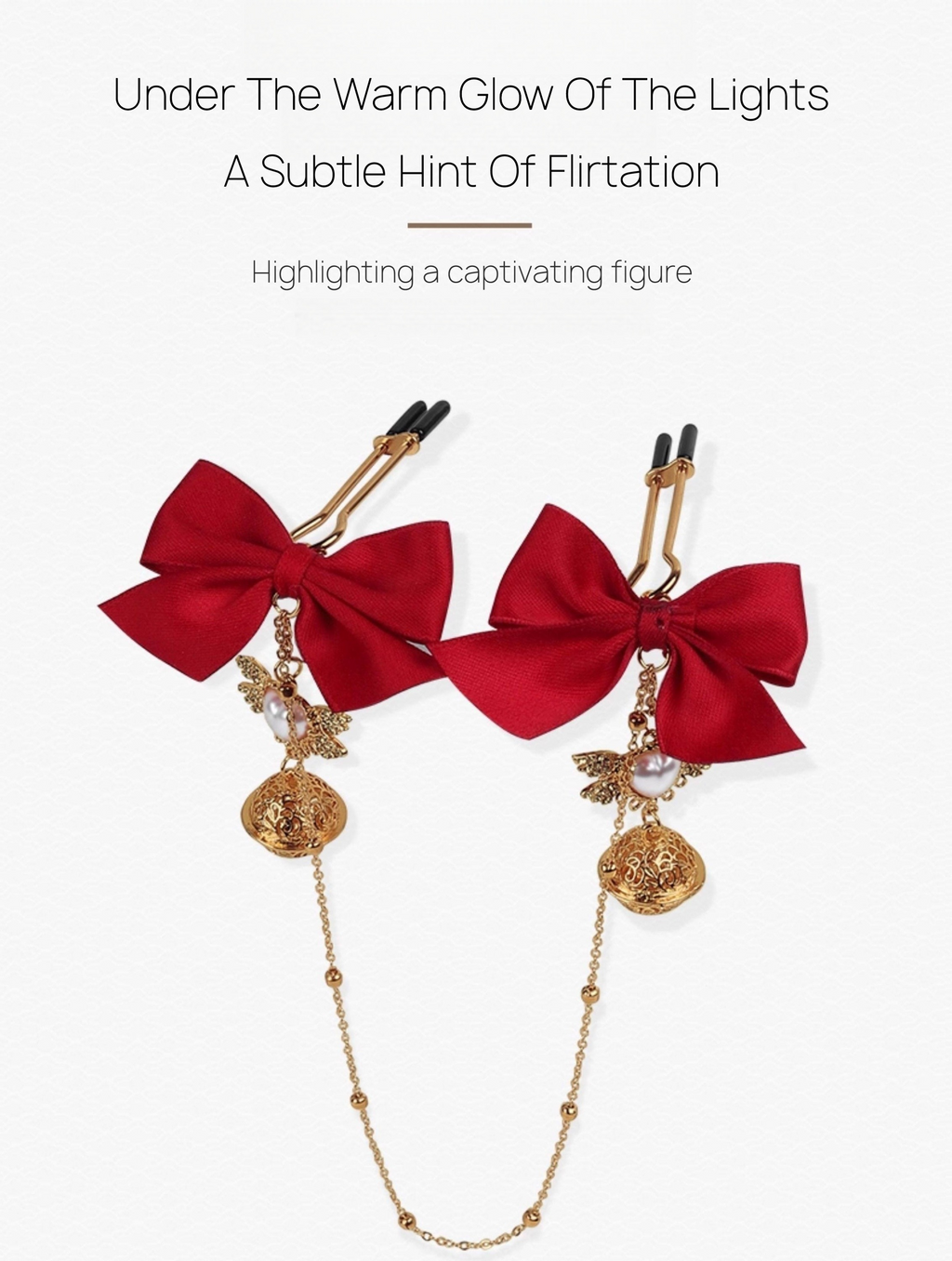 Gold Butterfly Flower Bell Nipple Clamps with Bow Tie Decoration BM33