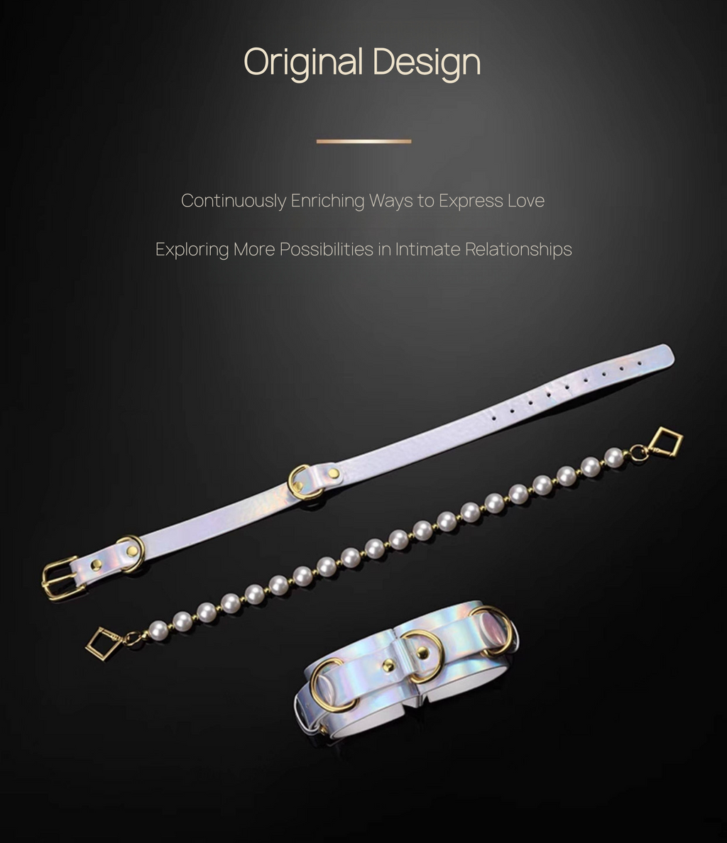 Rainbow Bondage Set with Handcuffs & Collar BM41