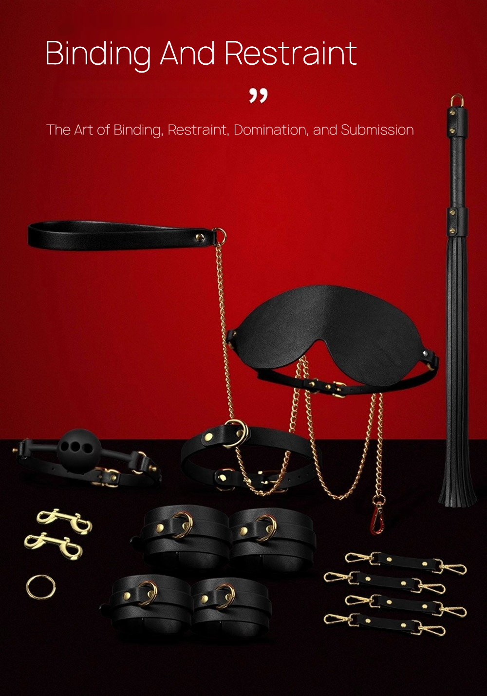 Luxury Black & Gold Bondage Restraint Set BM32