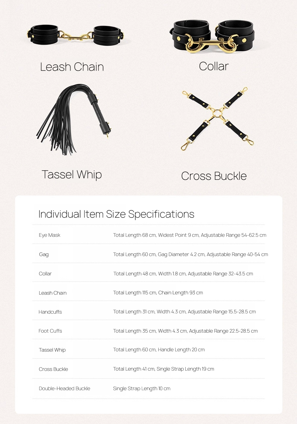 Luxury Black & Gold Bondage Restraint Set BM32