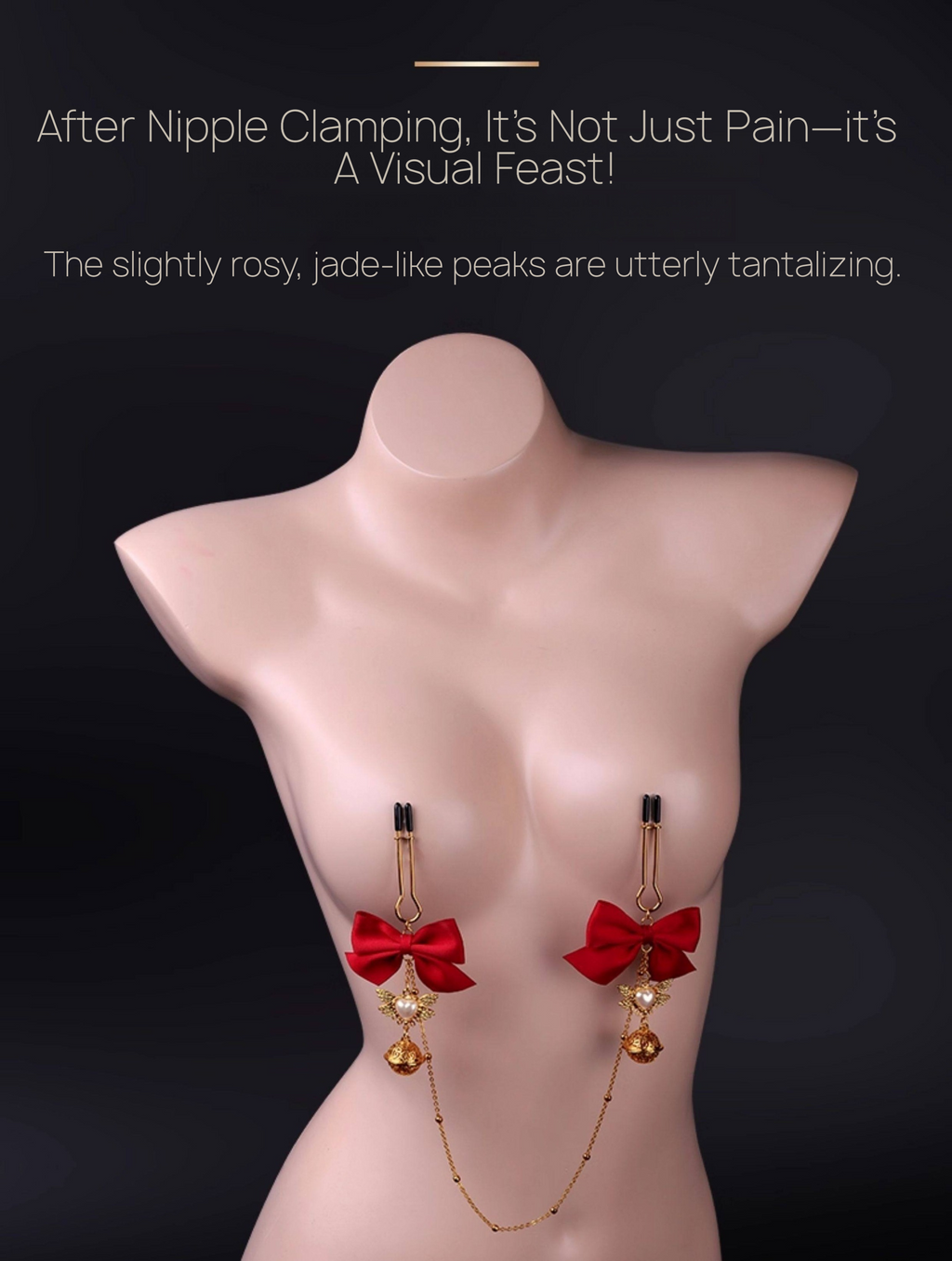 Gold Butterfly Flower Bell Nipple Clamps with Bow Tie Decoration BM33