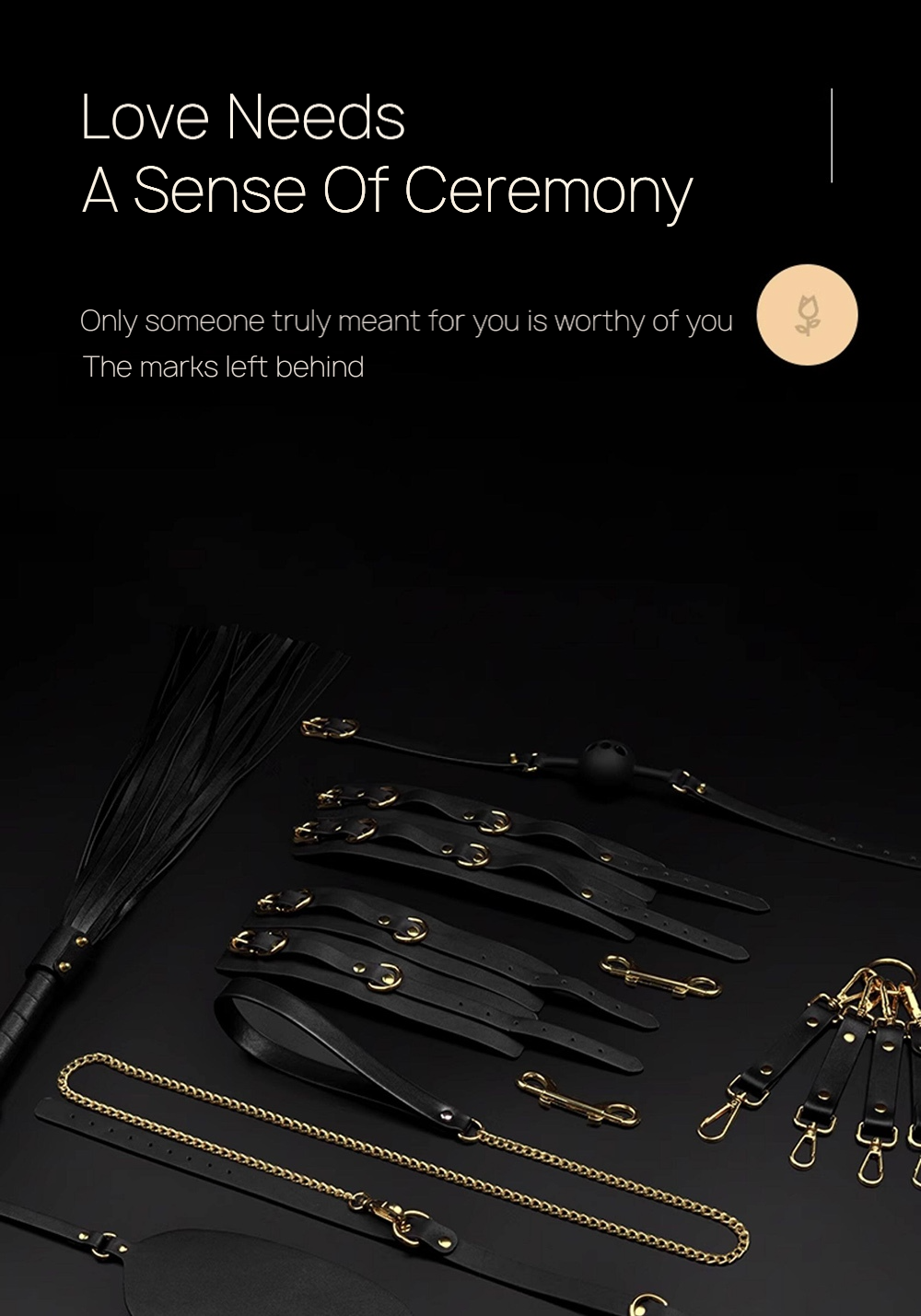 Luxury Black & Gold Bondage Restraint Set BM32