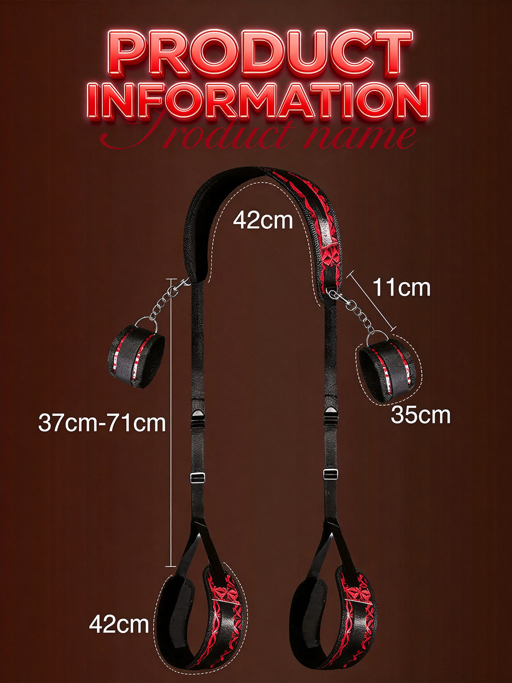 Diamond SM Red Body-Handchuffs / Thigh Restraints BF12