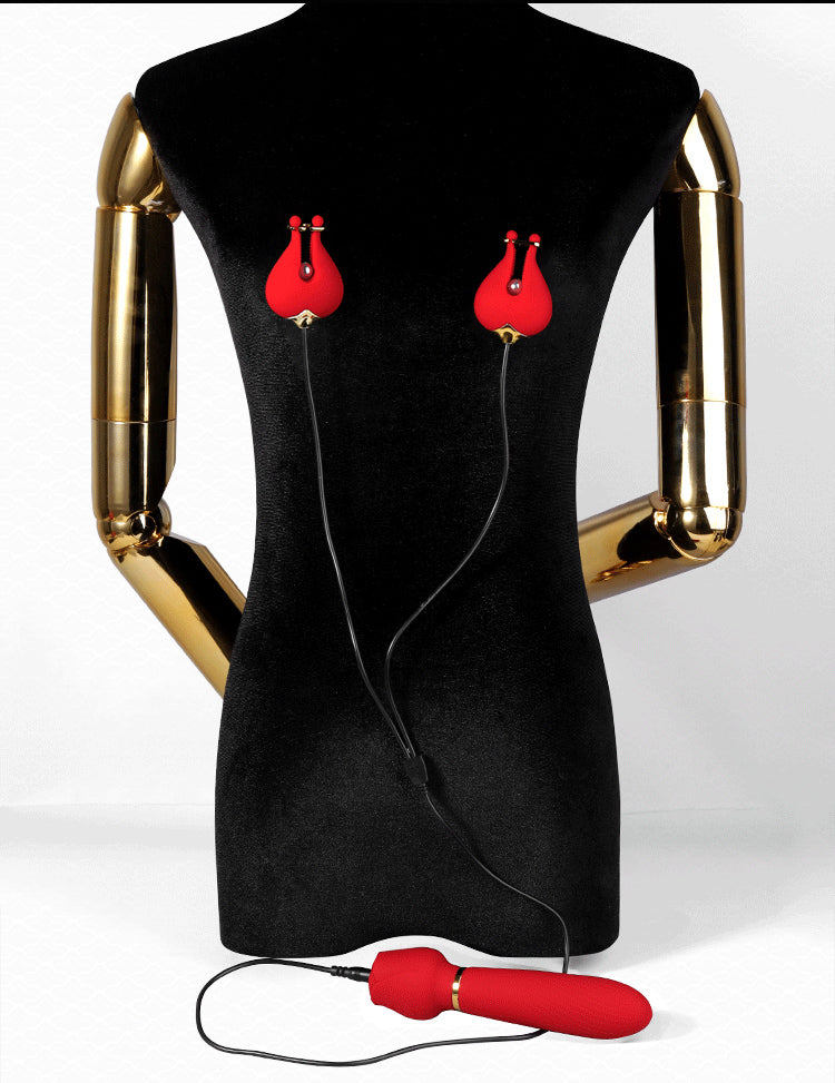 Vibrating Dual Vibrating Silicone Nipple Clamps BM40