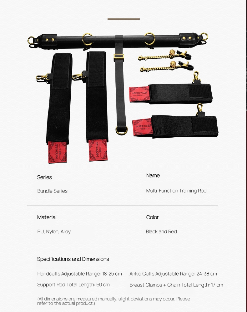 BDSM Spreader Bar Set with Wrist & Ankle Cuffs BM36