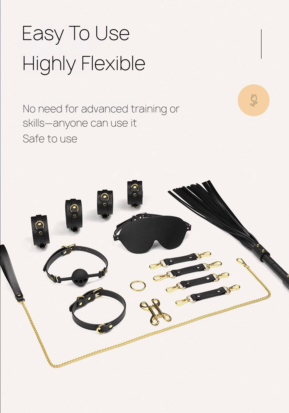 Luxury Black & Gold Bondage Restraint Set BM32