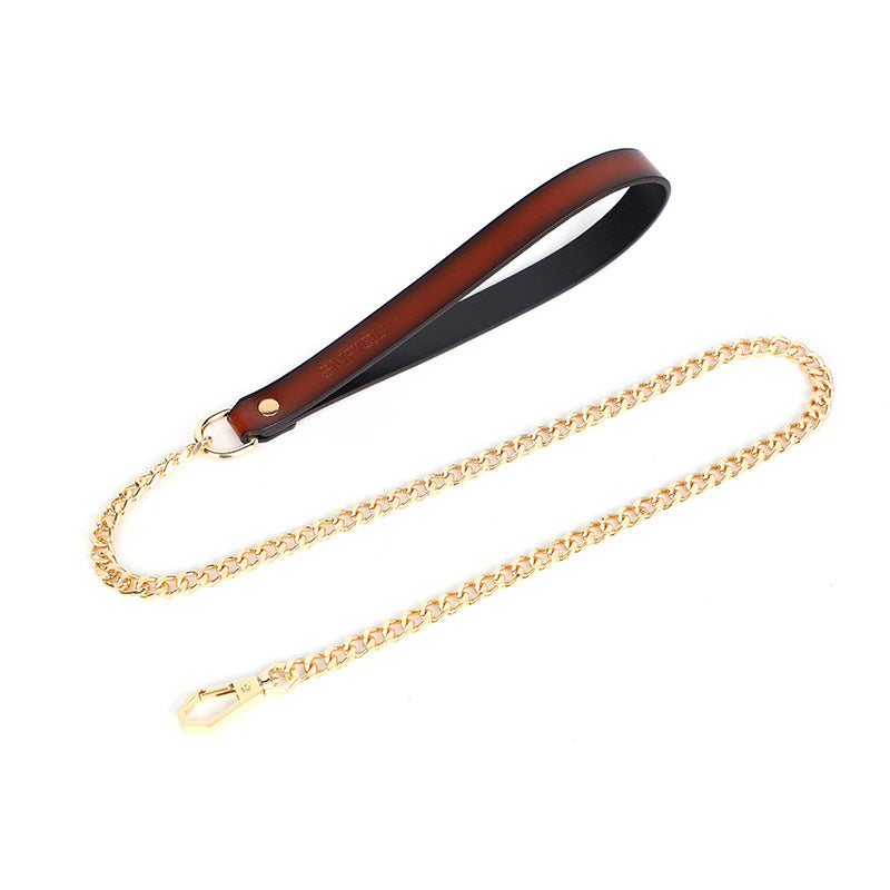 Wide Cowhide Slave Collar with Gold Hardware BM106