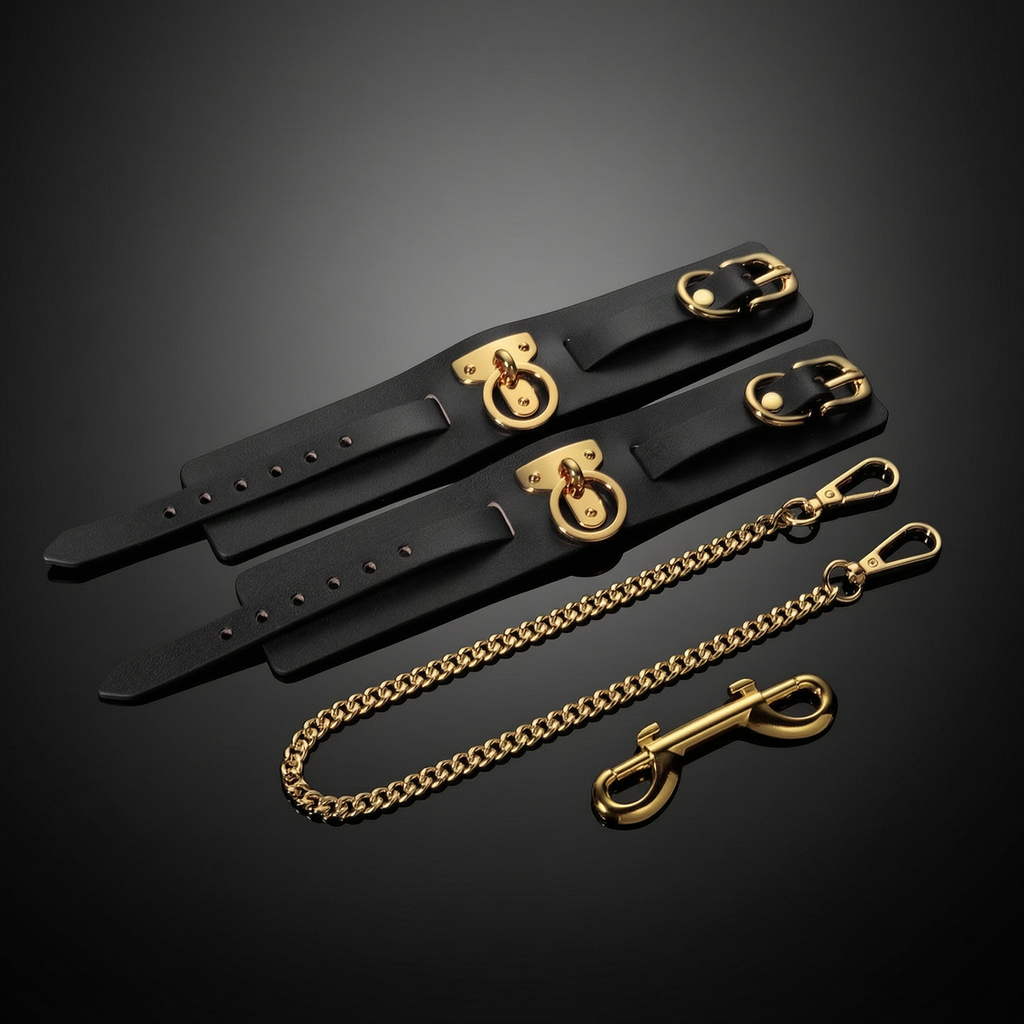 Leather Bondage Handcuffs and Ankle Cuffs BM34