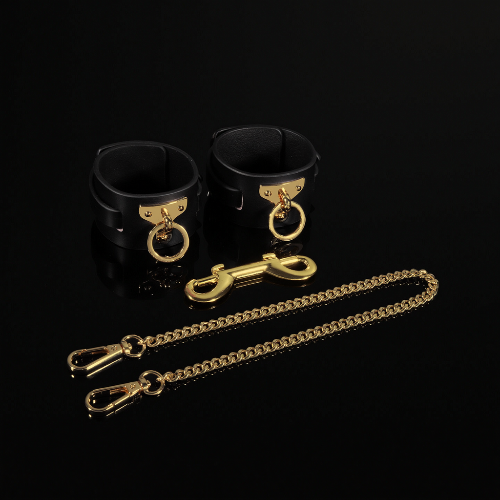 Leather Bondage Handcuffs and Ankle Cuffs BM34