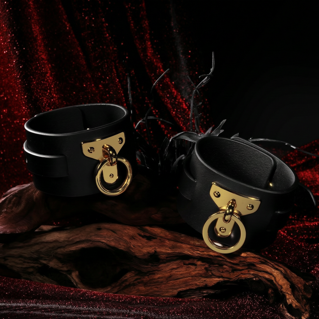 Leather Bondage Handcuffs and Ankle Cuffs BM34