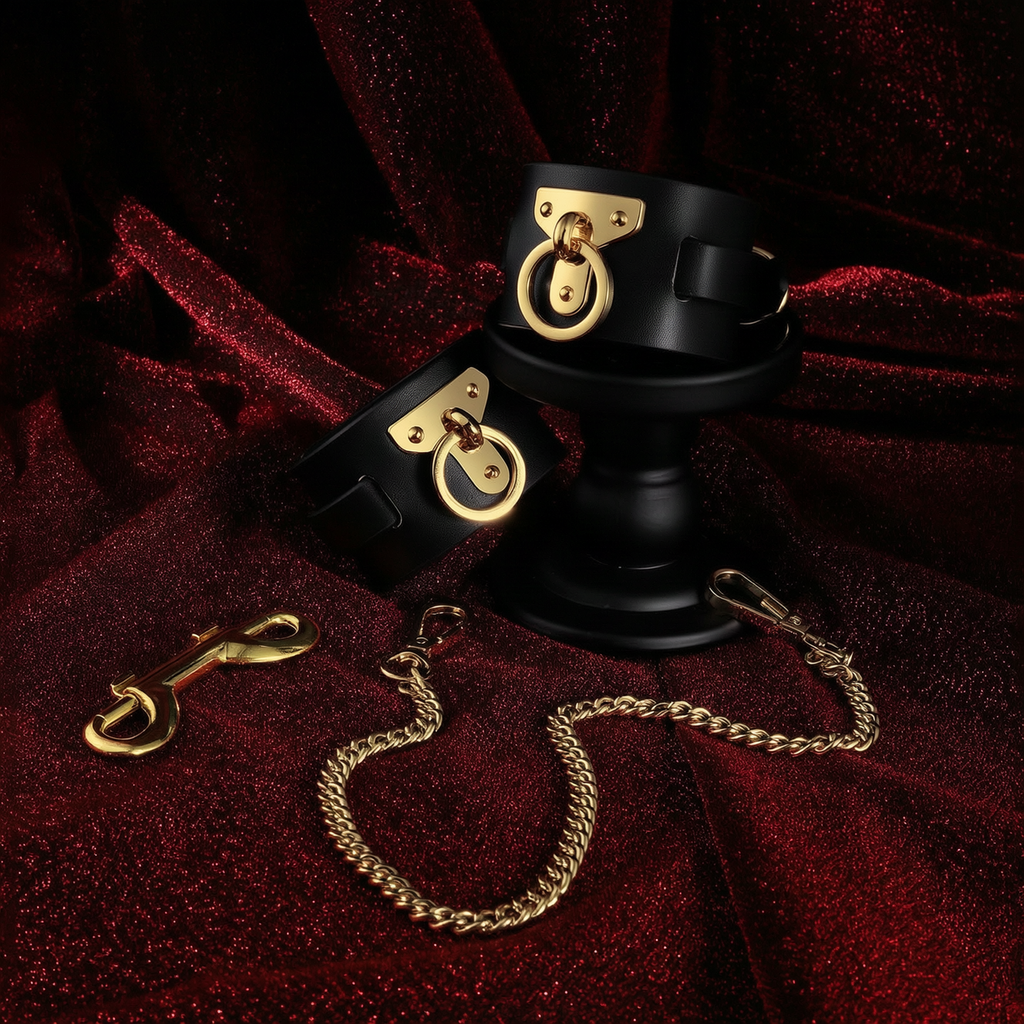 Leather Bondage Handcuffs and Ankle Cuffs BM34