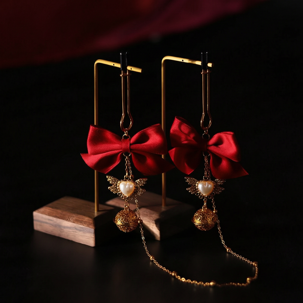 Gold Butterfly Flower Bell Nipple Clamps with Bow Tie Decoration BM33