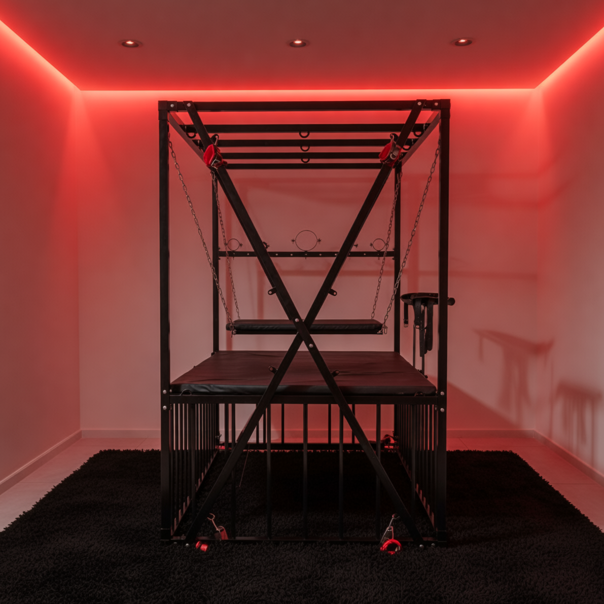 Large Multifunction BDSM Bondage Bed with Confinement Cage