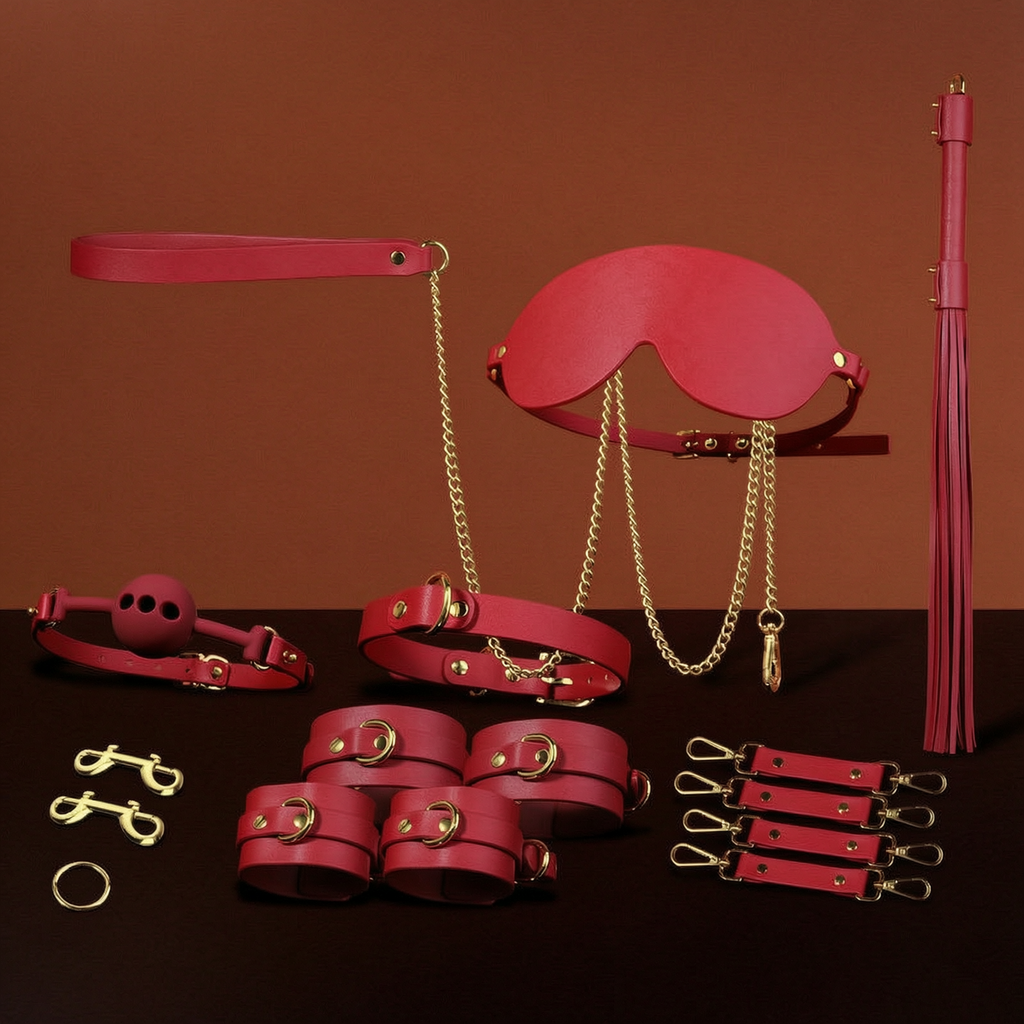 Luxury Black & Gold Bondage Restraint Set BM32
